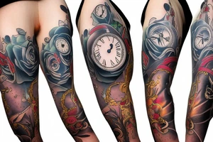 Mr white rabbit foollow the rabbit hole with a pocket watch dangling tattoo idea