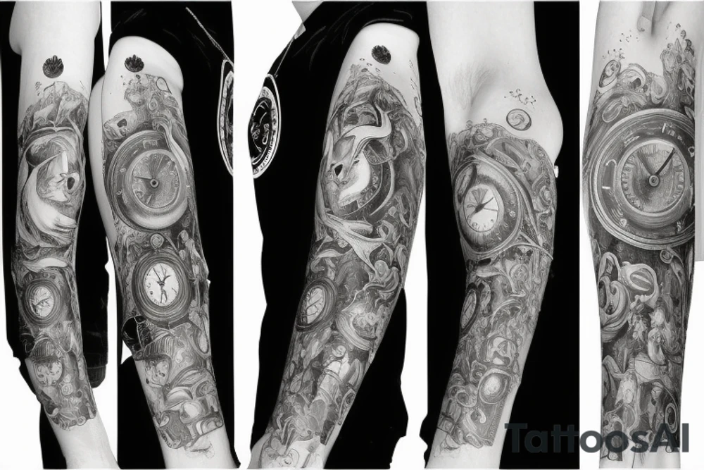 Mr white rabbit foollow the rabbit hole with a pocket watch dangling tattoo idea