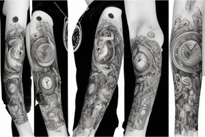 Mr white rabbit foollow the rabbit hole with a pocket watch dangling tattoo idea