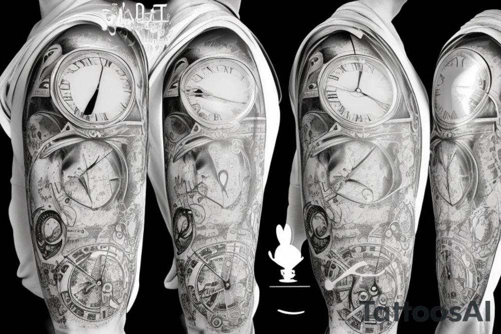 Mr white rabbit foollow the rabbit hole with a pocket watch dangling tattoo idea