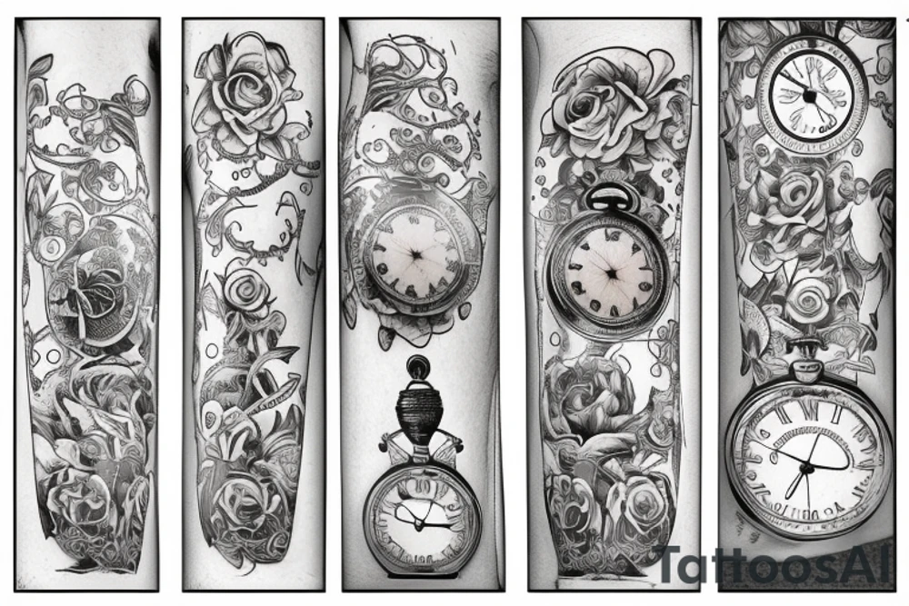 Mr white rabbit foollow the rabbit hole with a pocket watch dangling tattoo idea