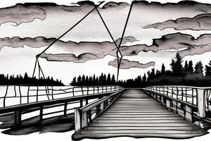 Manitoulin Island swing bridge with sunset tattoo idea