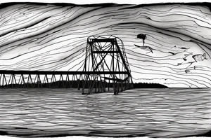 Manitoulin Island swing bridge with sunset tattoo idea