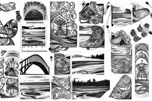Manitoulin Island bridge with sunset tattoo idea