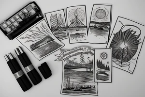 Manitoulin Island bridge with sunset tattoo idea