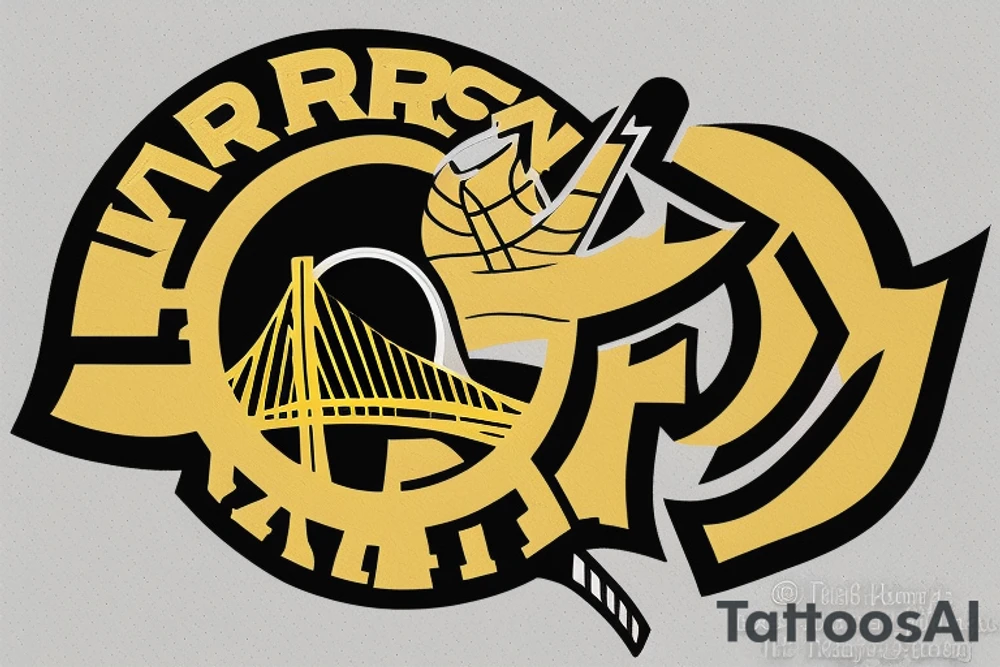 Last Minute Warriors hockey team logo. Gold and Black colour scheme tattoo idea