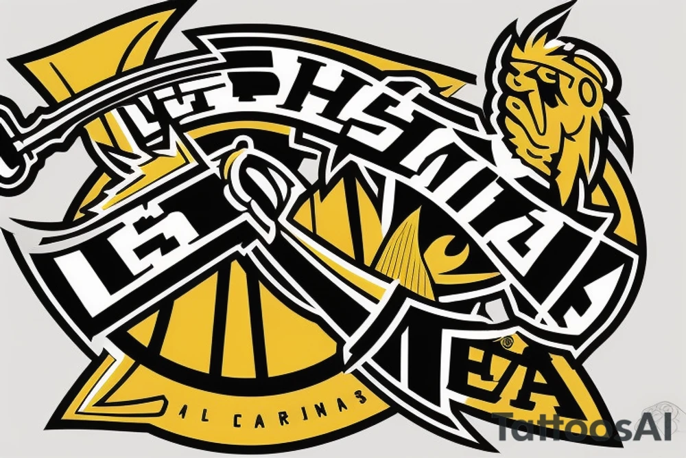 "Last Minute Warriors" hockey team logo. Gold and Black colour scheme tattoo idea