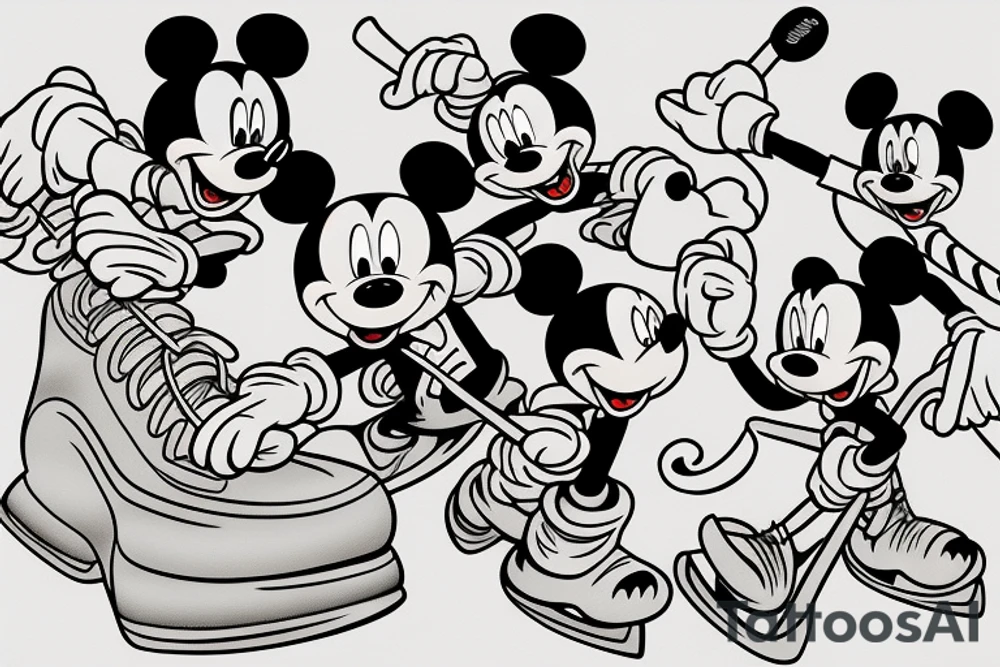 Mickey Mouse playing hockey tattoo idea