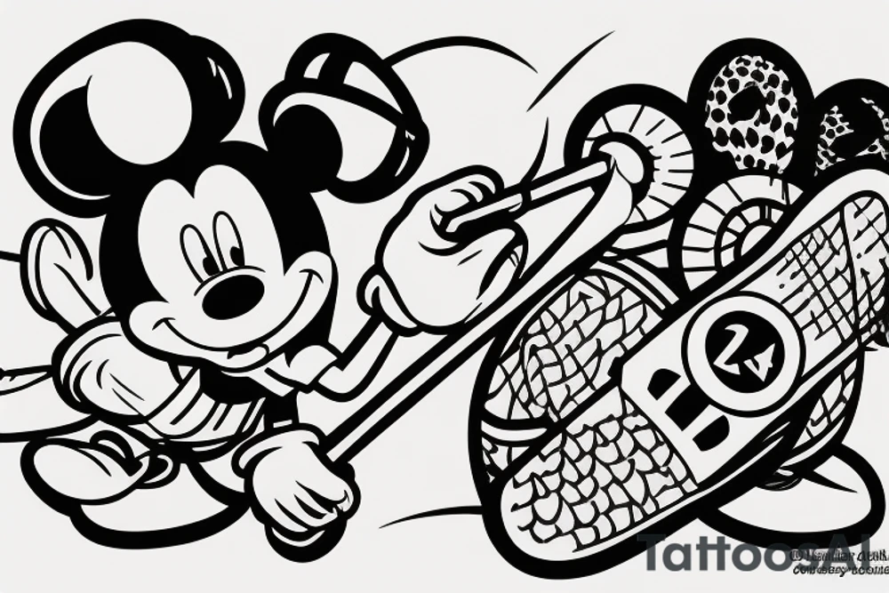 Mickey Mouse playing hockey tattoo idea