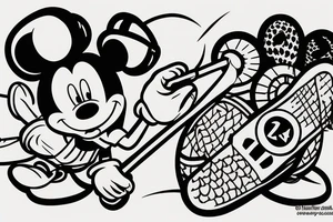 Mickey Mouse playing hockey tattoo idea