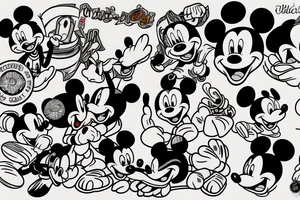 Mickey Mouse playing ice hockey tattoo idea