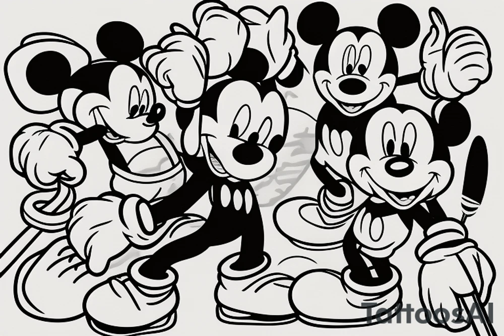 Mickey Mouse playing ice hockey tattoo idea