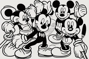 Mickey Mouse playing ice hockey tattoo idea