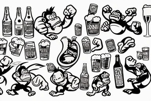 Donkey Kong chugging a beer tattoo idea
