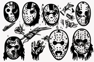Horror Jason from Friday the 13th, holding a machete tattoo idea