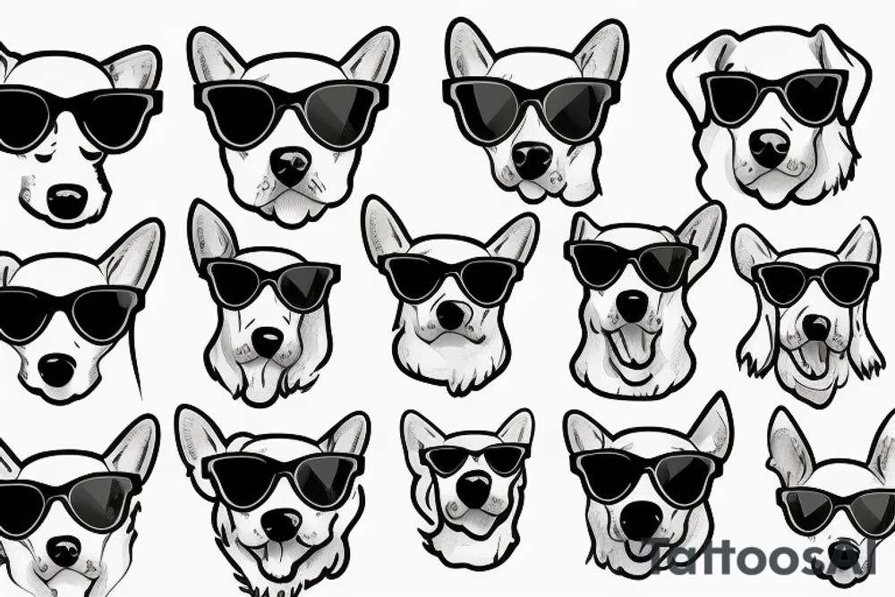 Dog wearing sunglasses tattoo idea