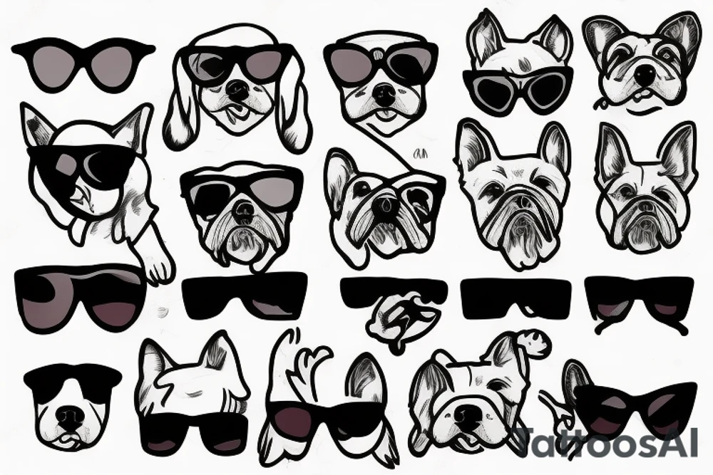 Dog wearing sunglasses tattoo idea