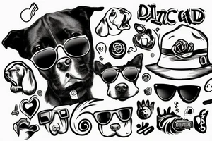 Dog wearing sunglasses smoking a cigar tattoo idea