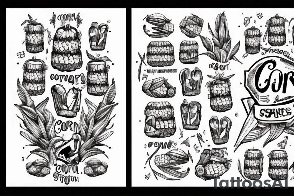 corn on the cob with big muscles tattoo idea