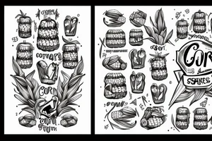 corn on the cob with big muscles tattoo idea