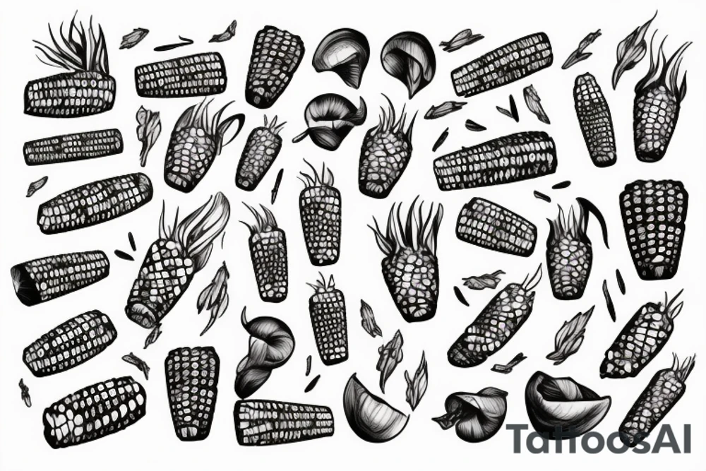 corn on the cob with big muscles tattoo idea