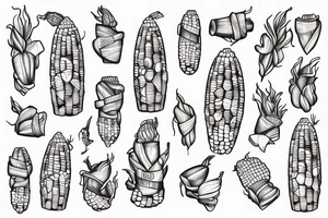 corn on the cob with human arms tattoo idea