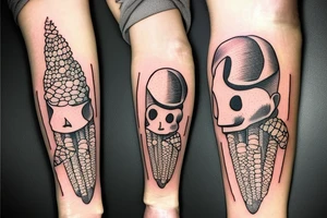 corn on the cob with human arms tattoo idea