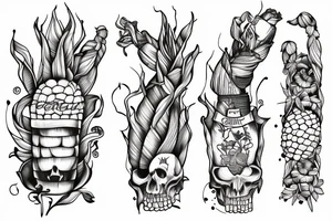 corn on the cob with human arms tattoo idea