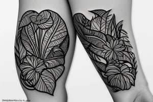 Plants, flowers, intertwined plants, very dense vegetation tattoo idea
