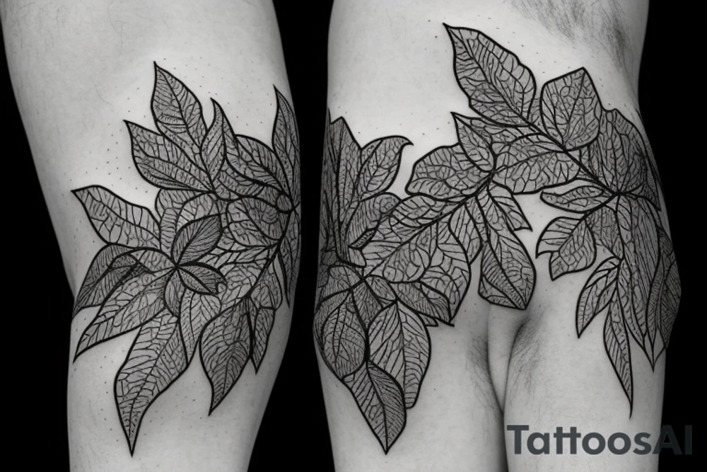 Plants, flowers, intertwined plants, very dense vegetation, wild vines tattoo idea