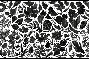 Plants, flowers, intertwined plants, very dense vegetation, wild vines tattoo idea