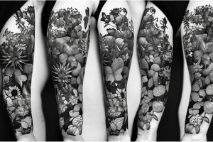 Plants, flowers, intertwined plants, very dense vegetation, wild vines tattoo idea