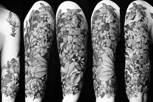 Plants, flowers, intertwined plants, very dense vegetation, wild vines tattoo idea