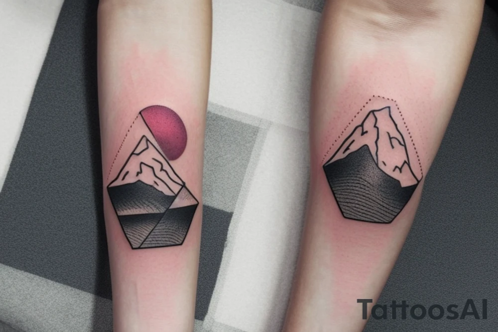 Mountain, sunny, square thick frame tattoo idea