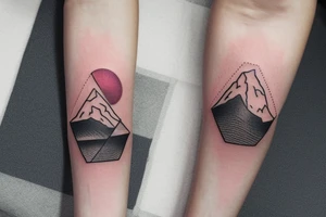 Mountain, sunny, square thick frame tattoo idea