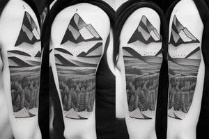 Mountain, sunny, square thick frame tattoo idea