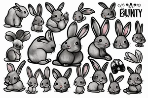 Cute bunny in a square frame tattoo idea