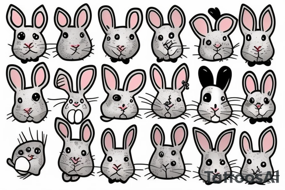 Cute bunny in a square frame tattoo idea