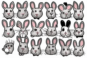 Cute bunny in a square frame tattoo idea