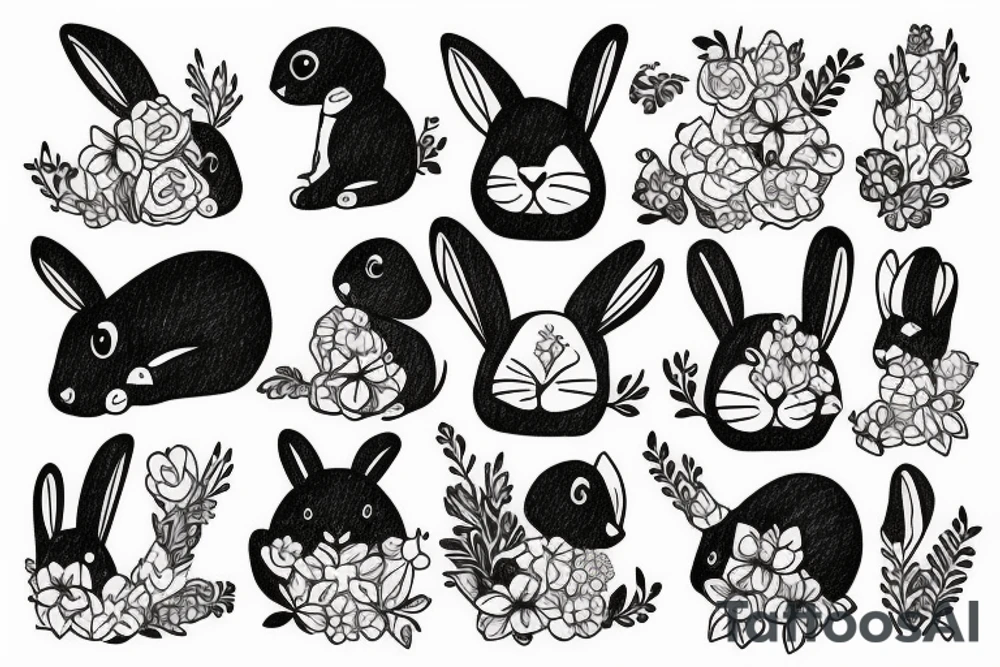 Cute bunny in a square frame tattoo idea