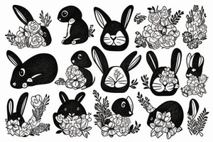 Cute bunny in a square frame tattoo idea