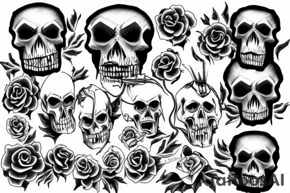 HELLISH SKULL tattoo idea