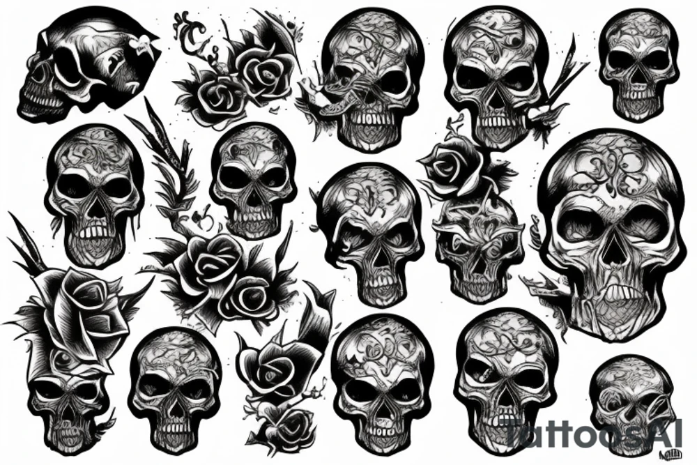 HELLISH SKULL tattoo idea