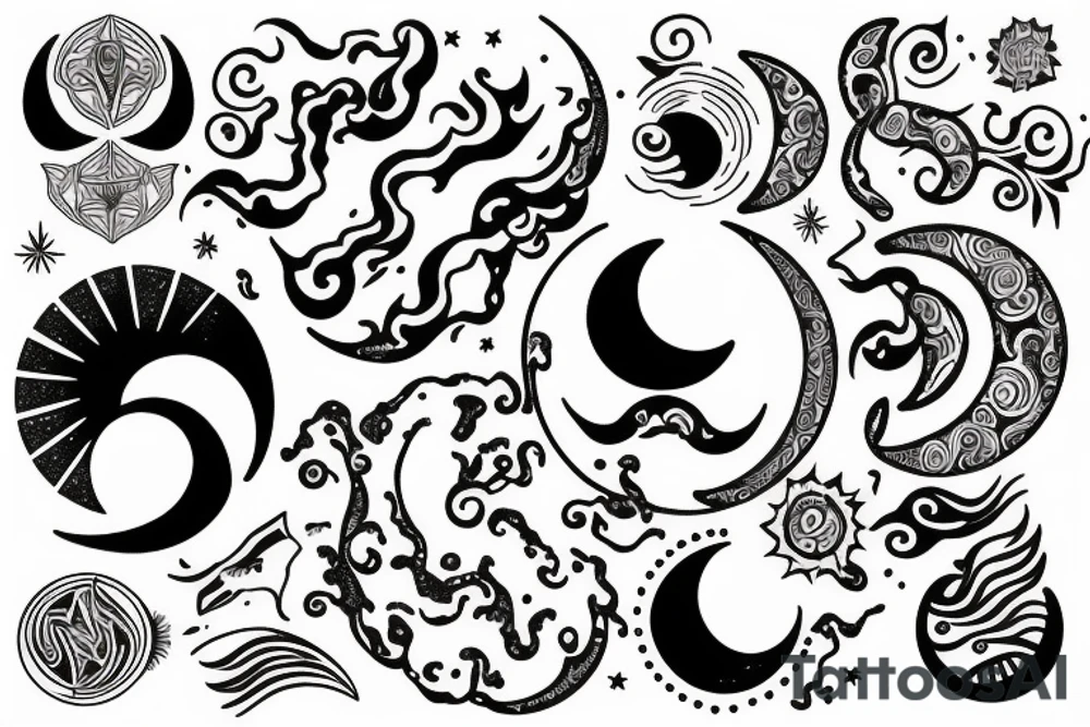 Sun, moon, water tattoo idea