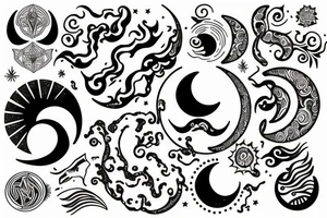 Sun, moon, water tattoo idea