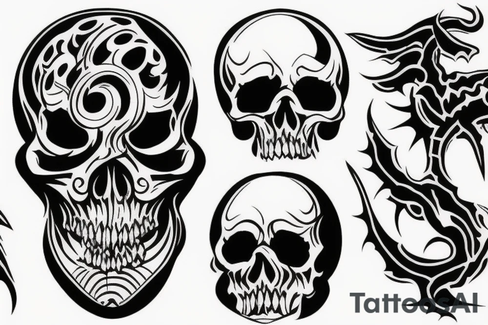 demon skull half sleeve tattoo idea
