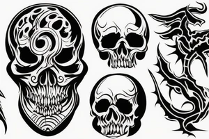 demon skull half sleeve tattoo idea