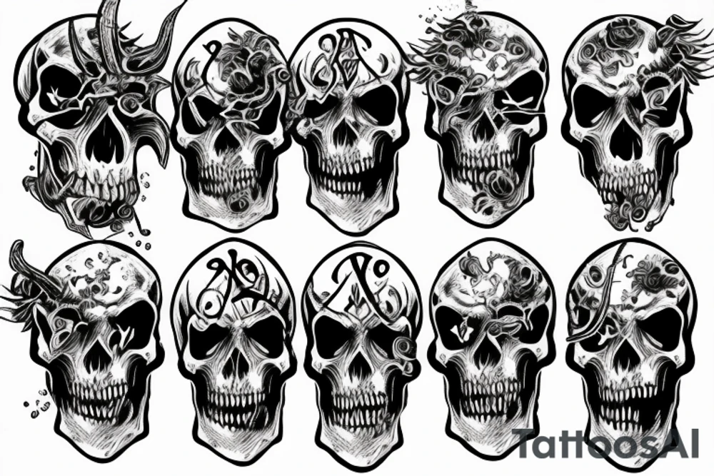 demon skull half sleeve tattoo idea