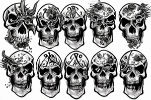 demon skull half sleeve tattoo idea