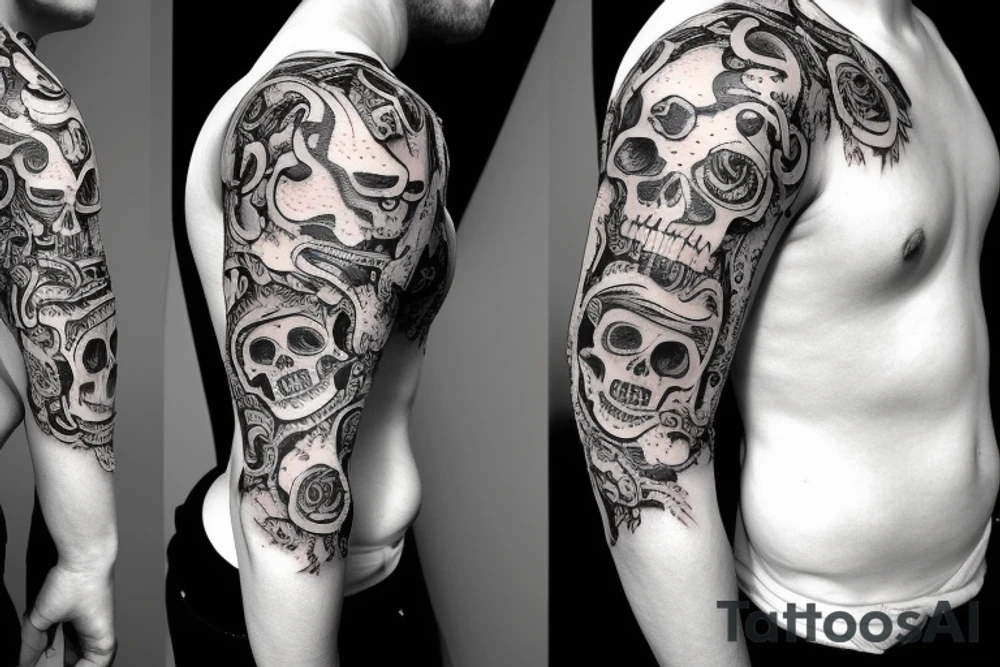skull tattoo on biceps tattoo idea
